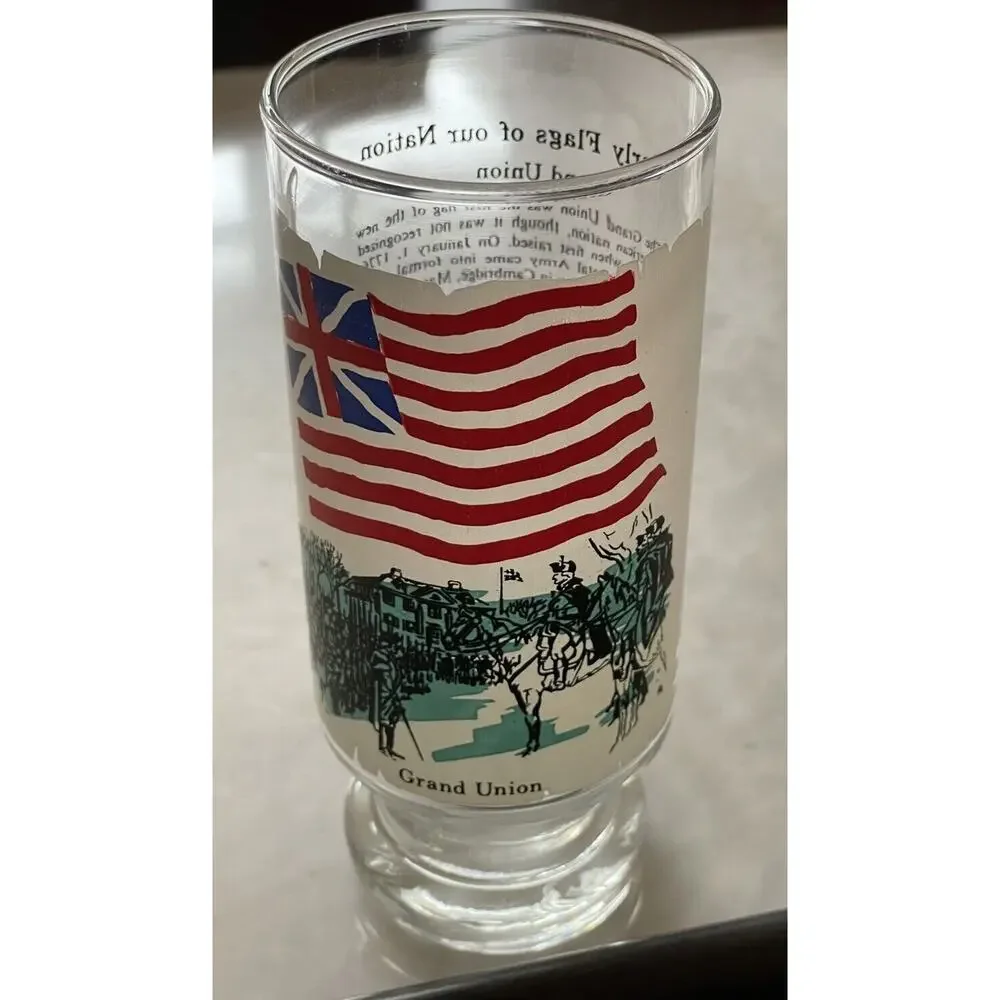 Vintage Early Flags of our Nation Grand Union Drinking Glass Flag Foundation 70s